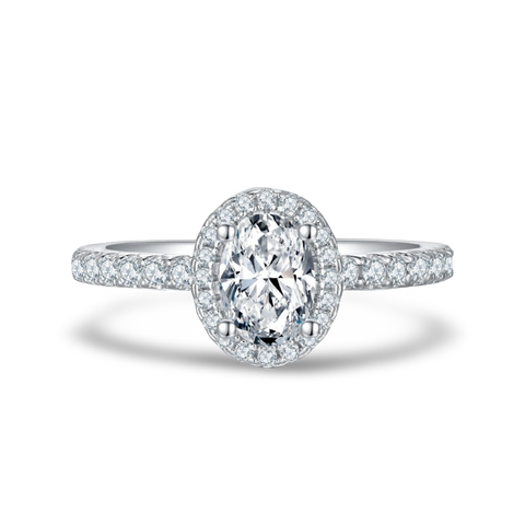 Graceful • 1Ct. Oval Cut Pave Accent Halo Engagement Ring