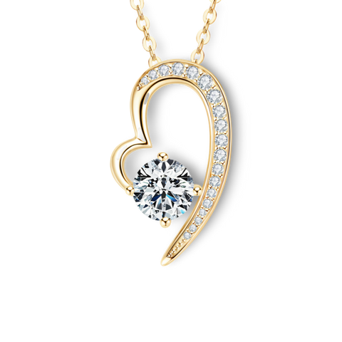 14K Gold Plated S925 Elda Falling Heart Moissanite Diamond Necklace