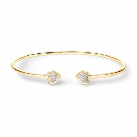 14k Gold Plated S925 Moissanite Flex Heart-to-Heart Cuff Bracelet