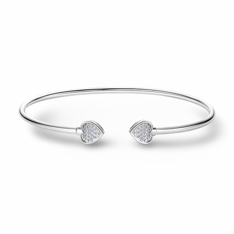 14k Gold Plated S925 Moissanite Flex Heart-to-Heart Cuff Bracelet