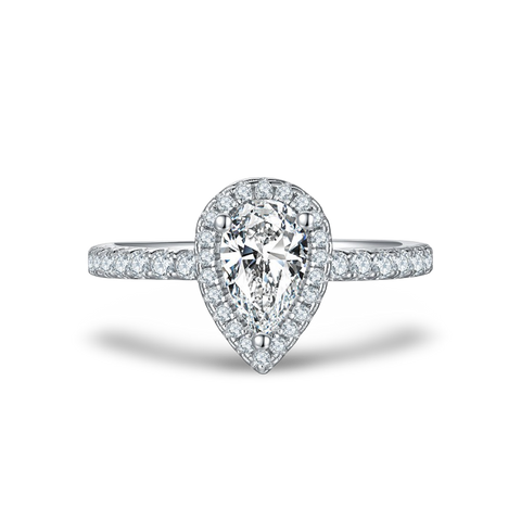 Fairy Princess • 1Ct. Pear Shaped Pave Accent Halo Engagement Ring