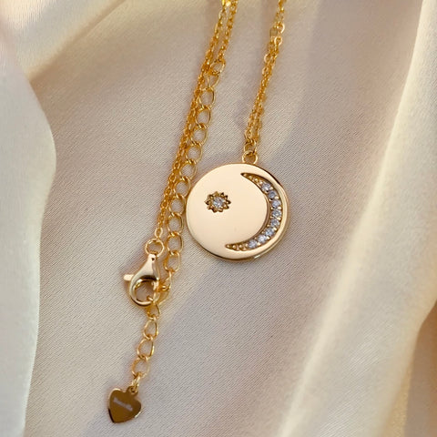 Love To The Moon And Back Disc Pendant Necklace