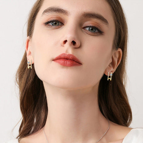 Gold Stacked C Studs