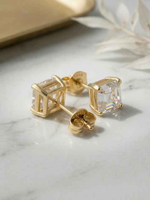 Asscher-Cut Square Studs
