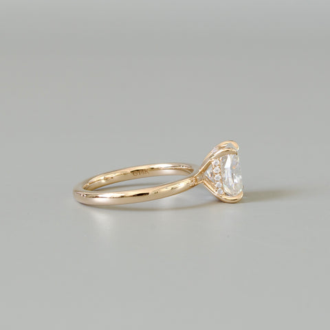 Elongated Cushion Cut Engagement Ring with Hidden Halo