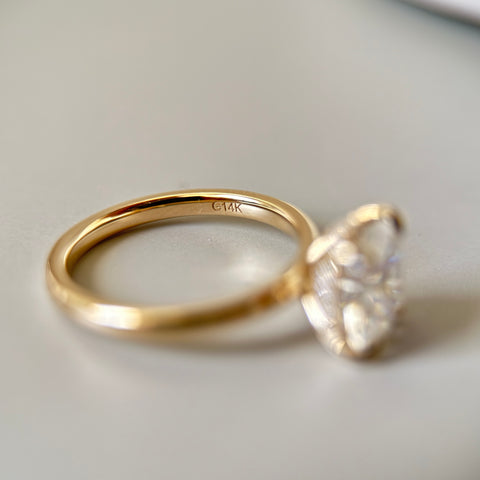 Elongated Cushion Cut Engagement Ring with Hidden Halo