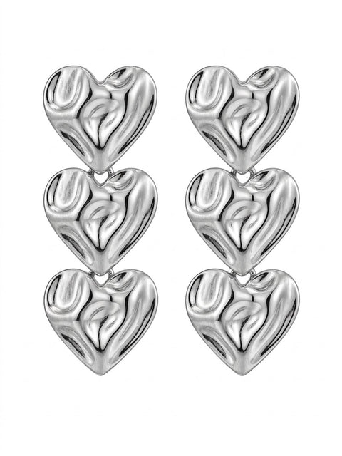 Malibu Water Ripple Hearts Dangle Earrings