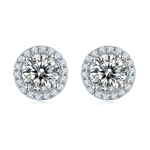 Round Brilliant Halo Classic Necklace Earrings Set