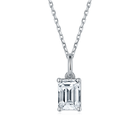 2Ct.t.w Emerald Cut Solitaire Necklace Earrings Set