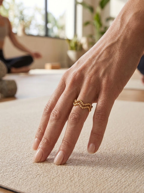 Ocean Duo Ripple Open Band Gold