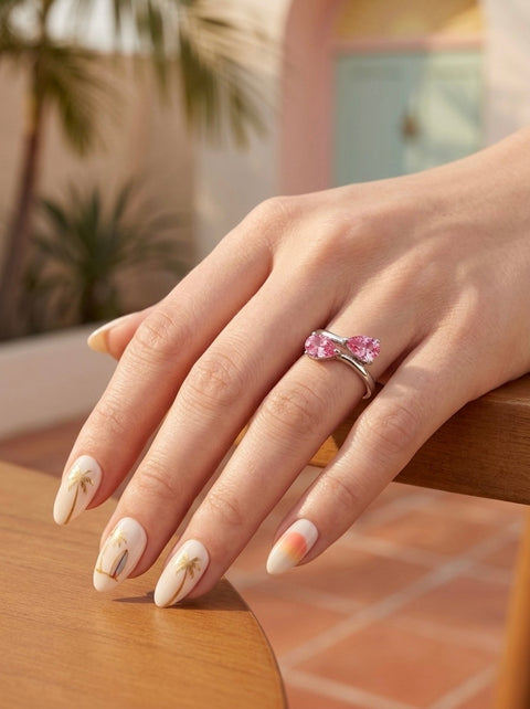 Lab-grown Padparadscha Toi et Moi Ring