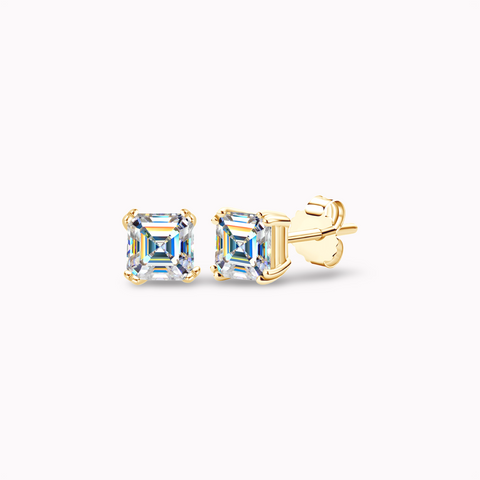 solitaire asscher cut stud earrings s925 moissanite