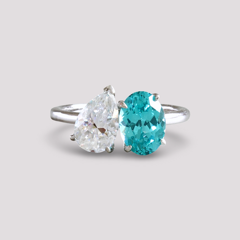 Toi et Moi Ring with Lab-grown Paraíba