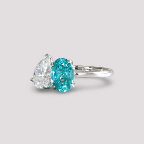 Toi et Moi Ring with Lab-grown Paraíba