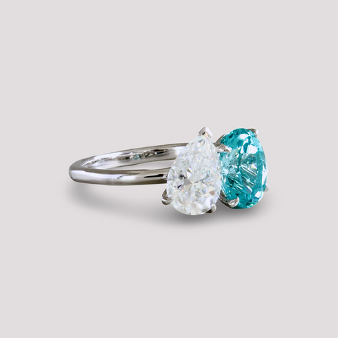 Toi et Moi Ring with Lab-grown Paraíba