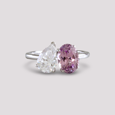 Toi et Moi Ring with Lab-grown Purple Sapphire
