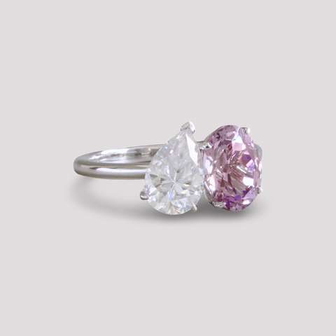 Toi et Moi Ring with Lab-grown Purple Sapphire