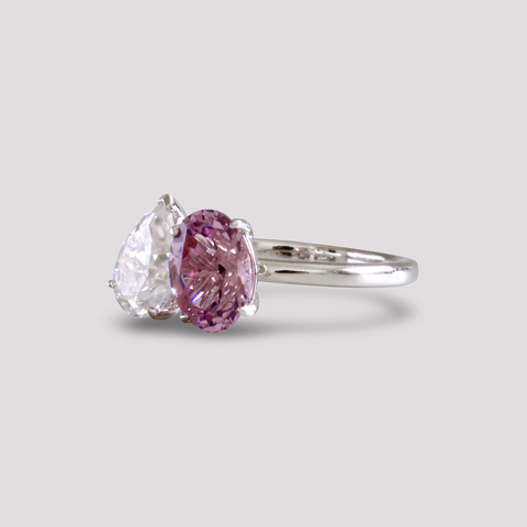 Toi et Moi Ring with Lab-grown Purple Sapphire