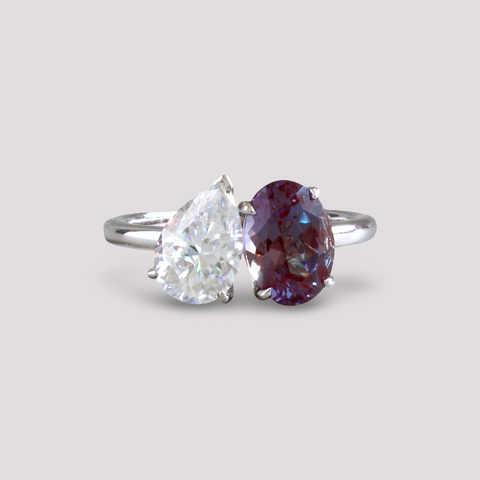 Toi et Moi Ring with Lab-grown Alexandrite