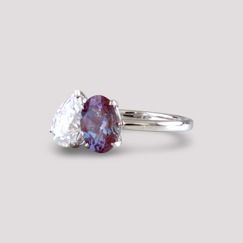 Toi et Moi Ring with Lab-grown Alexandrite