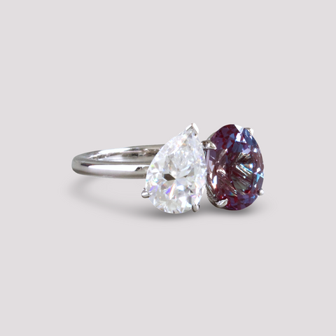 Toi et Moi Ring with Lab-grown Alexandrite