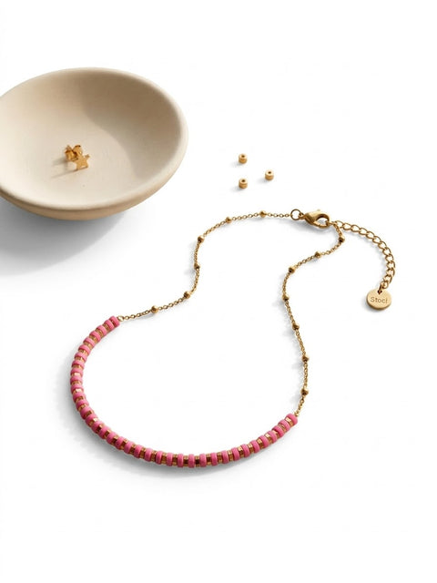 Waterproof Pink Bead Choker