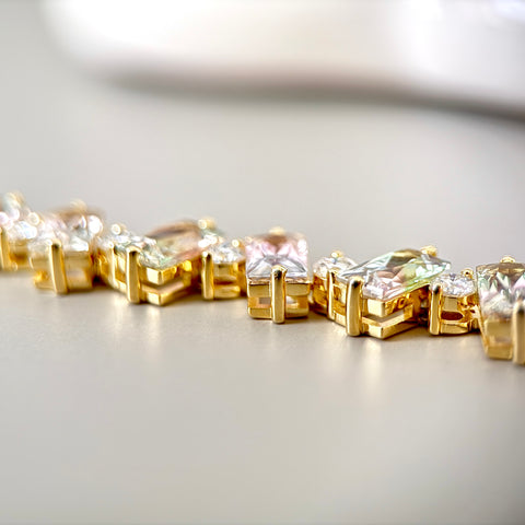 Lab-grown Bi-color Tourmaline Bracelet