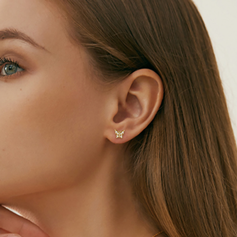 Butterfly Diamond Stud Earrings
