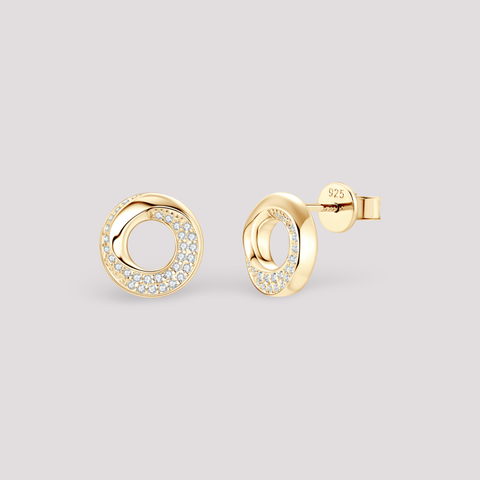 donut circle stud earrings s925 moissanite
