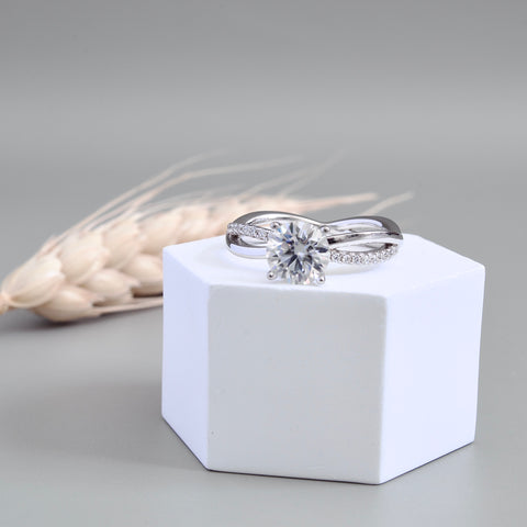 Elysia Double Shoulder Engagement Ring