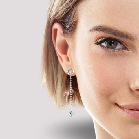 925 Sterling Silver "Mila" 2ctw Moissanite Drop Earrings