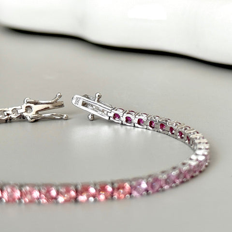 Rainbow Lab-grown Sapphire Tennis Bracelet