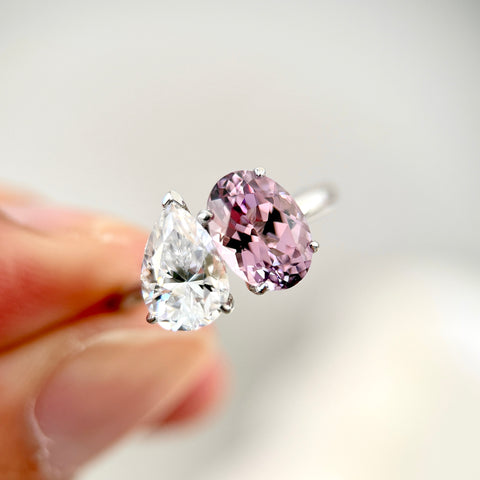 Toi et Moi Ring with Lab-grown Sapphire