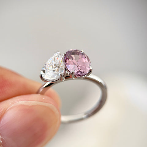 Toi et Moi Ring with Lab-grown Sapphire