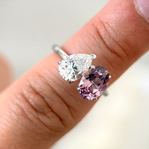 Toi et Moi Ring with Lab-grown Sapphire