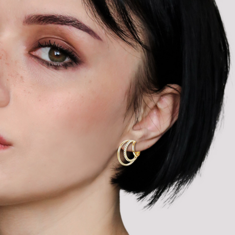 Triple Stacked G Hoop