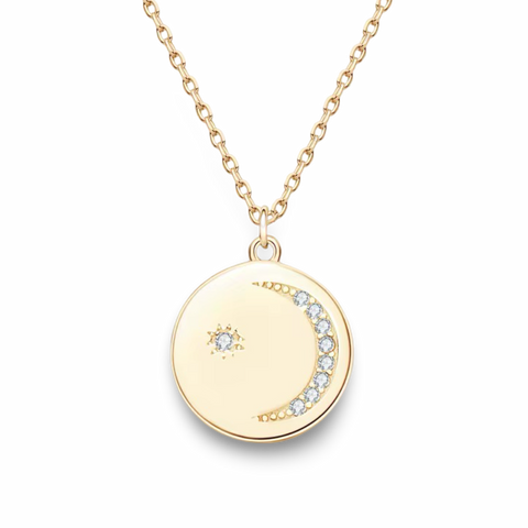 Love To The Moon And Back Disc Pendant Necklace