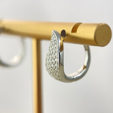 0.58ctw Four Channels Diamond Huggie Hoop Earrings