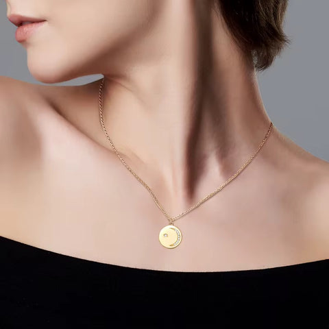 Love To The Moon And Back Disc Pendant Necklace