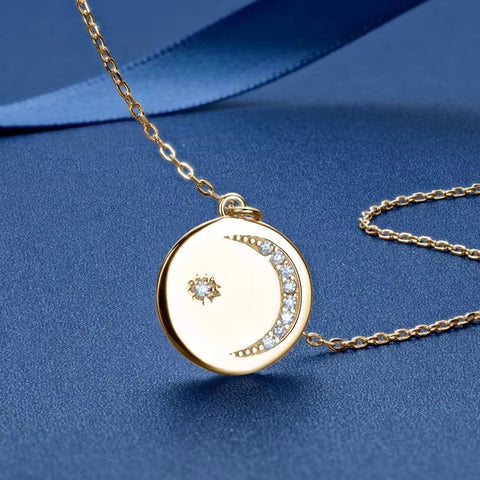 Love To The Moon And Back Disc Pendant Necklace