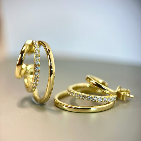 Lila Stacked Triple C Stud Earrings
