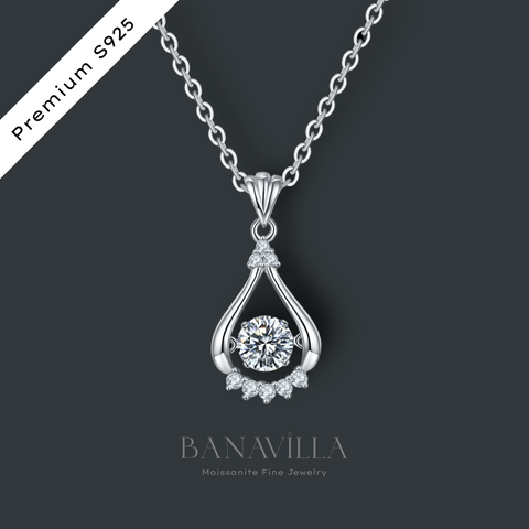 Diamond Teardrop Necklace Brilliant Round Cut 0.6 CTW