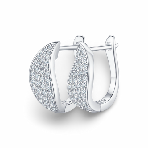 0.58ctw Four Channels Diamond Huggie Hoop Earrings