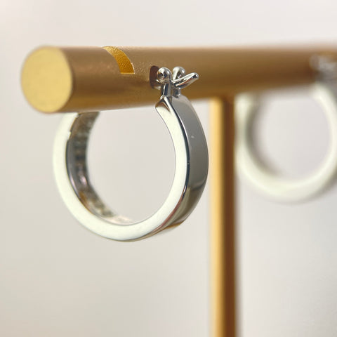 Dual Channels Diamond Huggie Hoop Earrings