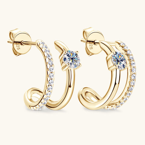 Nina Stacked C Stud Earrings