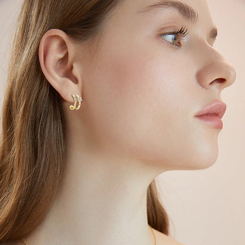 Nina Stacked C Stud Earrings