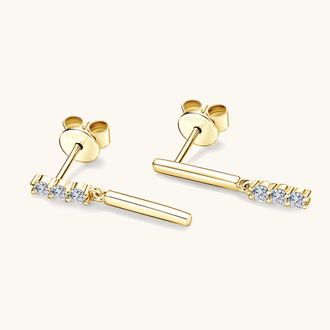 Asymmetric Bar Drop Diamond Stud Earrings