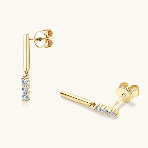 Asymmetric Bar Drop Diamond Stud Earrings