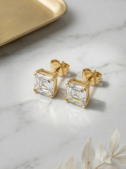 Asscher-Cut Square Studs