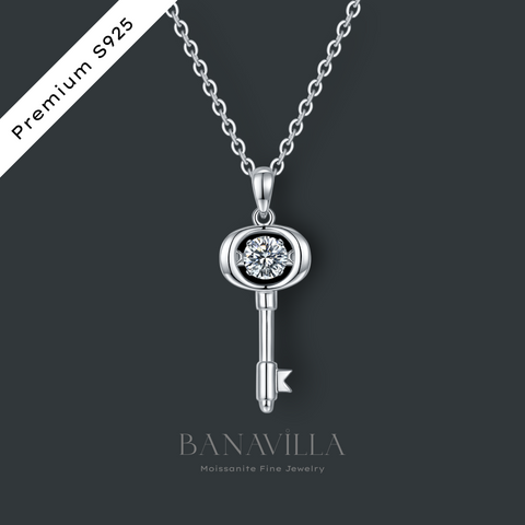 Diamond Key Necklace Brilliant Round Cut 0.5 CTW